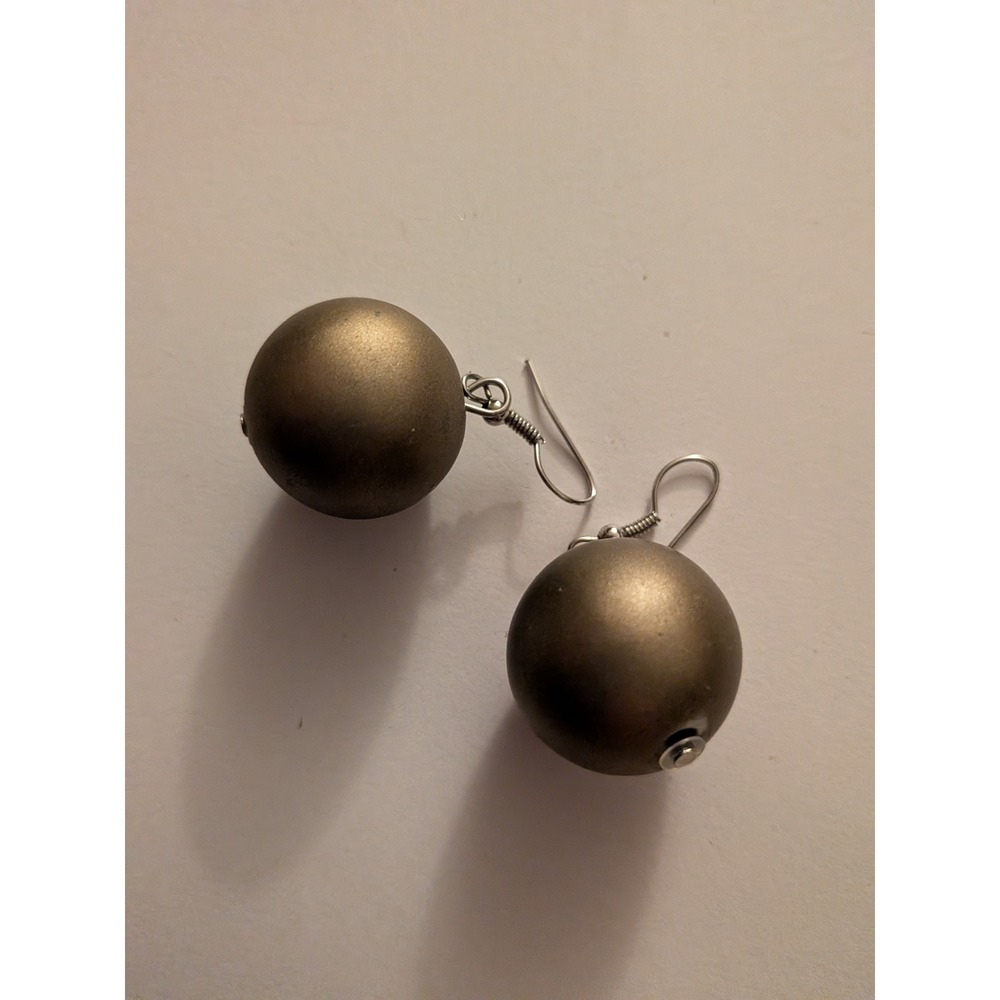 Matte Bronze Orb Drop Earrings Large Metallic Ball Sphere Statement Jewelry
